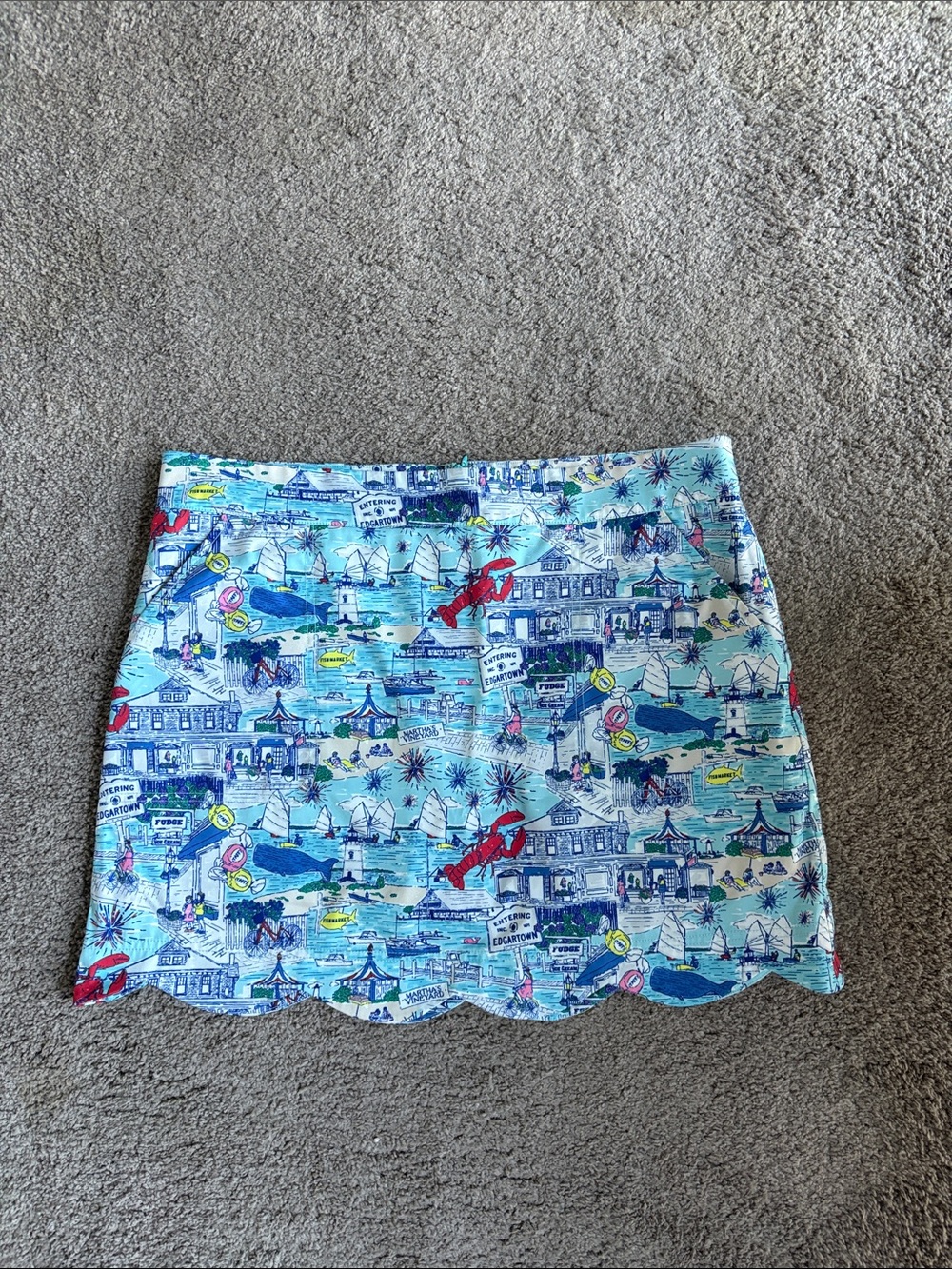 Vineyard Vines Aqua Printed Mini Skirt with Nautical design